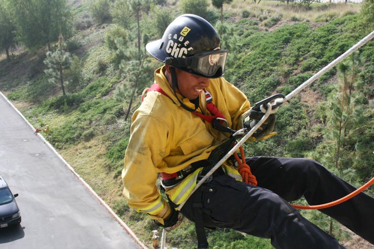 Fire cadet rappelling